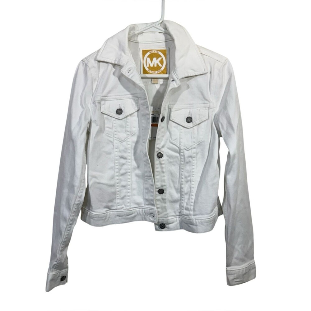 NWT Michael Kors Relaxed Fit White Denim Jean Jacket